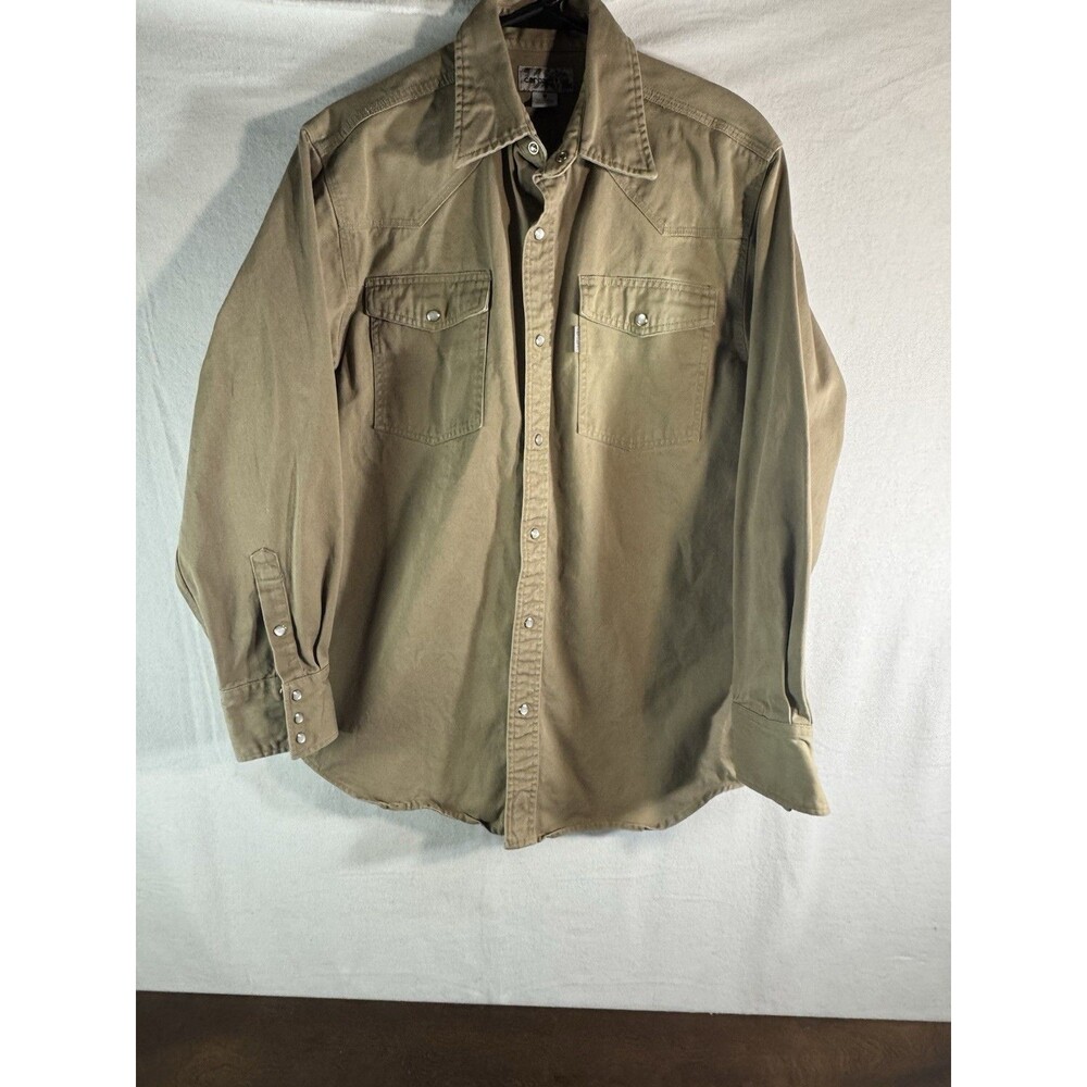 Carhartt Pearl Snap Rugged Wear Shirt/Jacket Canvas Men’s L/XL Vintage KHAKI